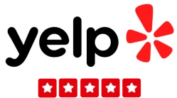 Yelp five-star review badge showing high customer ratings for King Charles